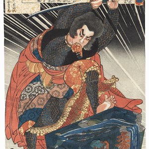 犬山道節忠知 曲亭翁精著八犬士随一 国芳 ー Kuniyoshi — antique Japanese ukiyo-e woodblock print