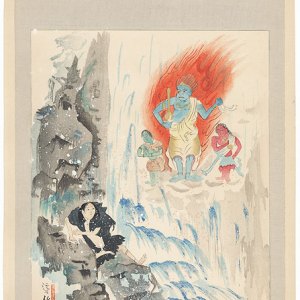 一心五戒魂の文覚 富田渓仙 ー Tomita Keisen — antique Japanese ukiyo-e woodblock print