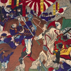 鹿児島戦闘記 年信 — antique Japanese ukiyo-e woodblock print
